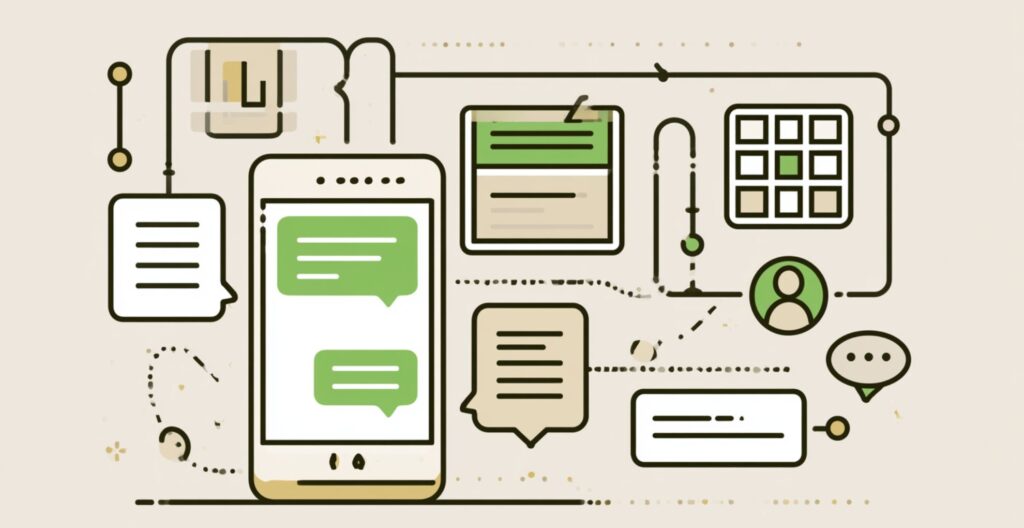 LINE公式でお客様とのつながりを残す小さな商いのイラスト